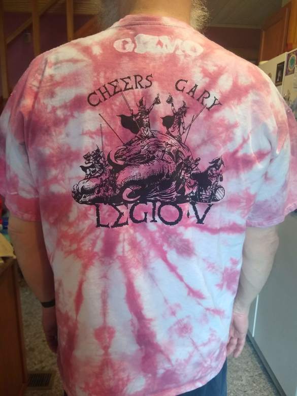 tie dyed shirt of Legio shirt, back view